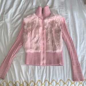 Fur Sweater Zip Up Jacket